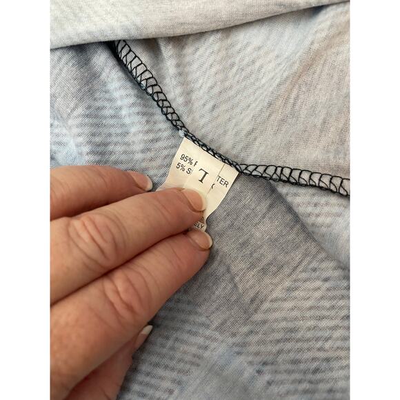 Women's Large Top Blue Black Printed Checkered Casual Tunic Blouse NWOT - Picture 8 of 8